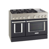 KitchenAid KFDC558JBK Dual Fuel Range, 6.3 cu. ft. Capacity, 48 inch Exterior Width, True Convection, 6 Burners, Self Clean, Double Oven, Imperial Black colour