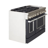 KitchenAid KFDC558JBK Dual Fuel Range, 6.3 cu. ft. Capacity, 48 inch Exterior Width, True Convection, 6 Burners, Self Clean, Double Oven, Imperial Black colour