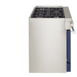 KitchenAid KFDC558JIB Dual Fuel Range, 6.3 cu. ft. Capacity, 48 inch Exterior Width, True Convection, 6 Burners, Self Clean, Double Oven, Ink Blue colour