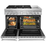 KitchenAid KFDC558JIB Dual Fuel Range, 6.3 cu. ft. Capacity, 48 inch Exterior Width, True Convection, 6 Burners, Self Clean, Double Oven, Ink Blue colour