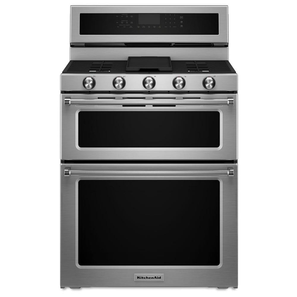 KitchenAid KFDD500ESS Dual Fuel Range, 6.7 cu. ft. Capacity, 30 inch Exterior Width, True Convection, 5 Burners, Self Clean, Double Oven, Stainless Steel colour