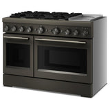 KitchenAid KFDD948SBE Dual Fuel Range, 6.3 cu. ft. Capacity, 48 inch Exterior Width, True Convection, 6 Burners, Air Fry, Self Clean, Double Oven, Black Ore colour