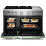 KitchenAid KFDD948SDC Dual Fuel Range, 6.3 cu. ft. Capacity, 48 inch Exterior Width, True Convection, 6 Burners, Air Fry, Self Clean, Double Oven, Cardamom colour