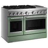 KitchenAid KFDD948SDC Dual Fuel Range, 6.3 cu. ft. Capacity, 48 inch Exterior Width, True Convection, 6 Burners, Air Fry, Self Clean, Double Oven, Cardamom colour