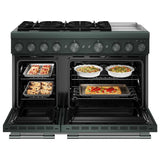 KitchenAid KFDD948SJP Dual Fuel Range, 6.3 cu. ft. Capacity, 48 inch Exterior Width, True Convection, 6 Burners, Air Fry, Self Clean, Double Oven, Juniper colour