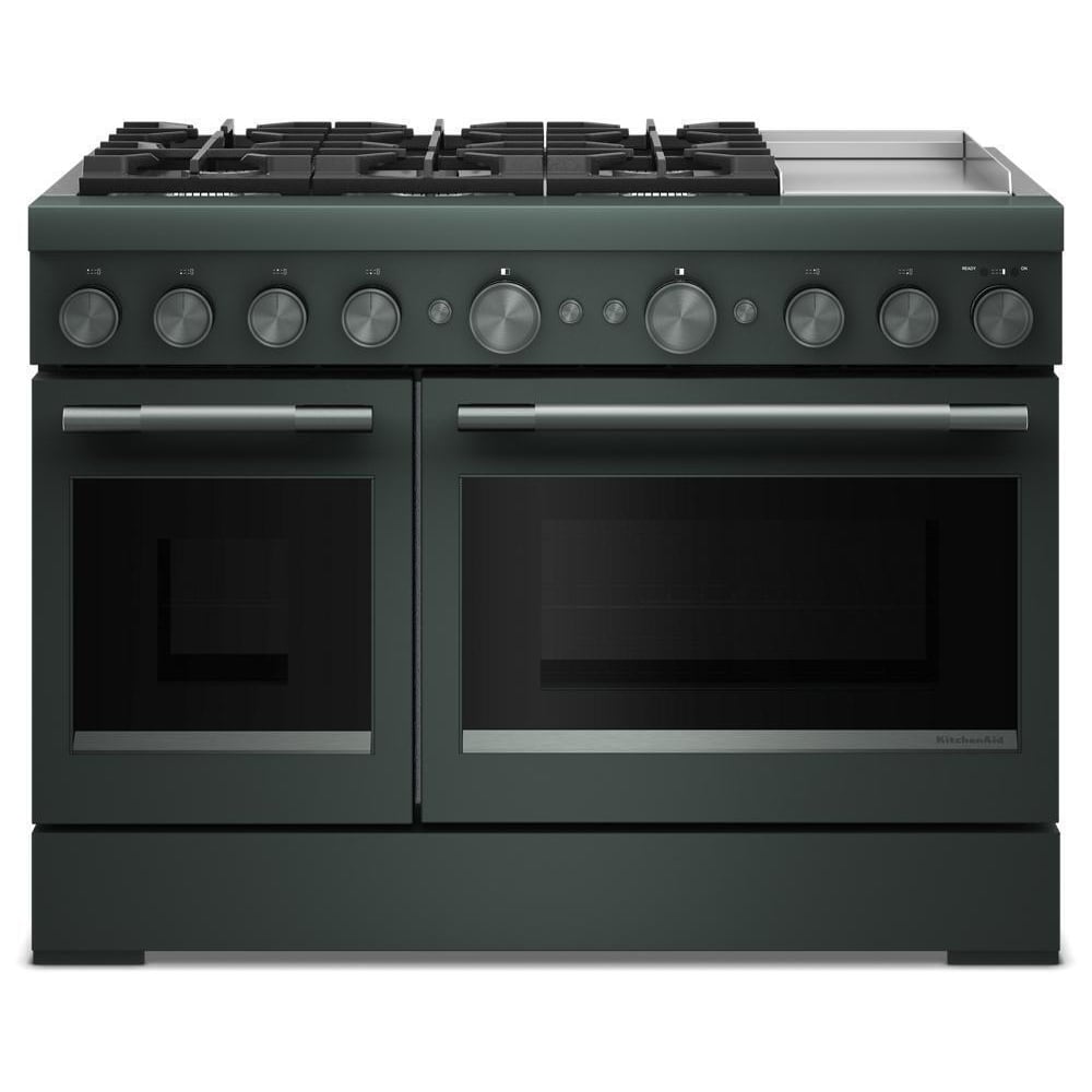 KitchenAid KFDD948SJP Dual Fuel Range, 6.3 cu. ft. Capacity, 48 inch Exterior Width, True Convection, 6 Burners, Air Fry, Self Clean, Double Oven, Juniper colour
