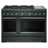 KitchenAid KFDD948SJP Dual Fuel Range, 6.3 cu. ft. Capacity, 48 inch Exterior Width, True Convection, 6 Burners, Air Fry, Self Clean, Double Oven, Juniper colour