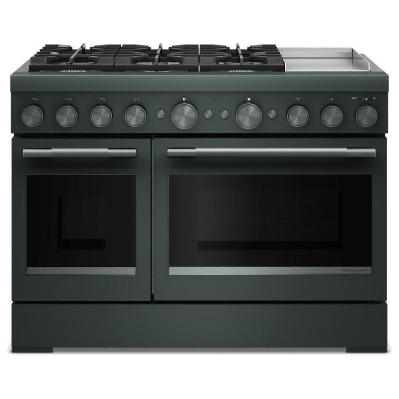 KitchenAid KFDD948SJP Dual Fuel Range, 6.3 cu. ft. Capacity, 48 inch Exterior Width, True Convection, 6 Burners, Air Fry, Self Clean, Double Oven, Juniper colour