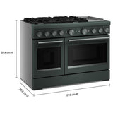KitchenAid KFDD948SJP Dual Fuel Range, 6.3 cu. ft. Capacity, 48 inch Exterior Width, True Convection, 6 Burners, Air Fry, Self Clean, Double Oven, Juniper colour