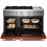 KitchenAid KFDD948SSC Dual Fuel Range, 6.3 cu. ft. Capacity, 48 inch Exterior Width, True Convection, 6 Burners, Air Fry, Self Clean, Double Oven, Scorched Orange colour