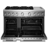 KitchenAid KFDD948SSS Dual Fuel Range, 6.3 cu. ft. Capacity, 48 inch Exterior Width, True Convection, 6 Burners, Air Fry, Self Clean, Double Oven, Stainless Steel colour