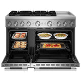 KitchenAid KFDD948SSS Dual Fuel Range, 6.3 cu. ft. Capacity, 48 inch Exterior Width, True Convection, 6 Burners, Air Fry, Self Clean, Double Oven, Stainless Steel colour
