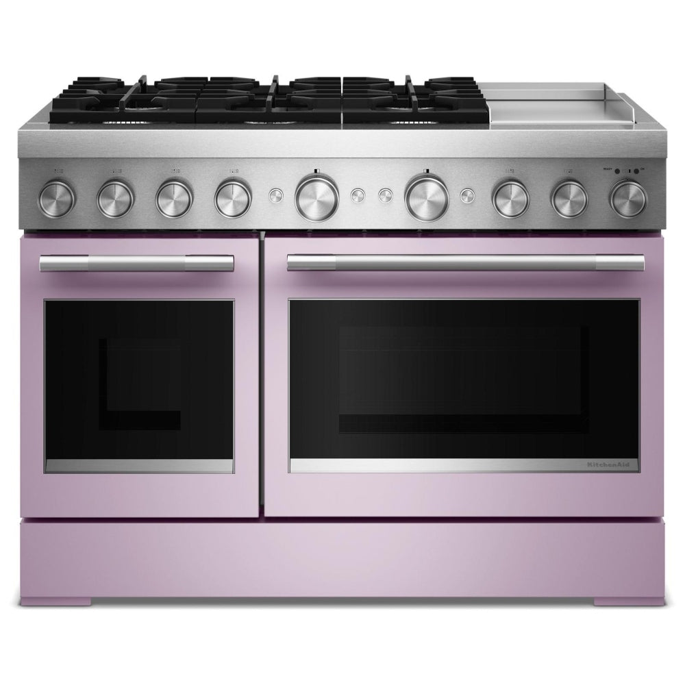 KitchenAid KFDD948SWF Dual Fuel Range, 6.3 cu. ft. Capacity, 48 inch Exterior Width, True Convection, 6 Burners, Air Fry, Self Clean, Double Oven, Wildflower colour