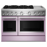 KitchenAid KFDD948SWF Dual Fuel Range, 6.3 cu. ft. Capacity, 48 inch Exterior Width, True Convection, 6 Burners, Air Fry, Self Clean, Double Oven, Wildflower colour