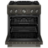 KitchenAid KFDS930SBE Dual Fuel Range, 4.1 cu. ft. Capacity, 30 inch Exterior Width, True Convection, 4 Burners, Air Fry, Self Clean, Black Ore colour