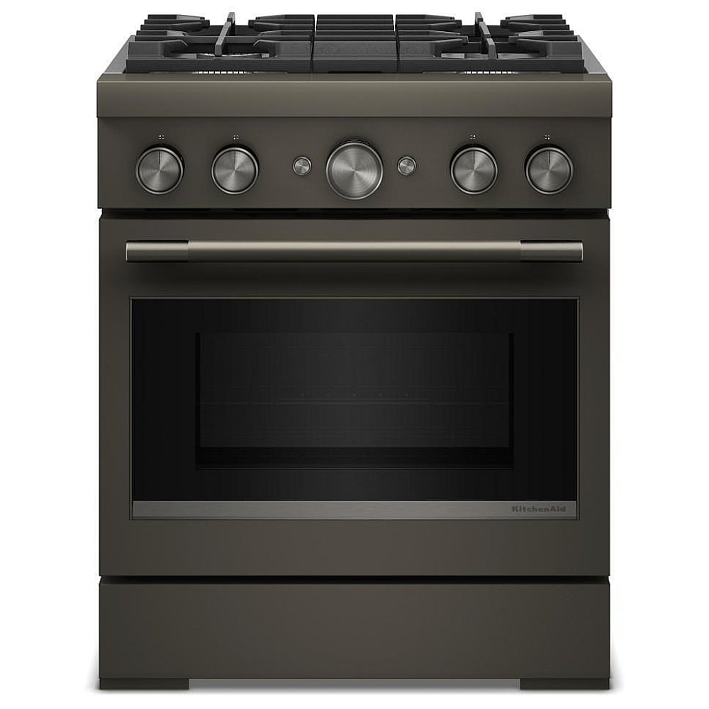 KitchenAid KFDS930SBE Dual Fuel Range, 4.1 cu. ft. Capacity, 30 inch Exterior Width, True Convection, 4 Burners, Air Fry, Self Clean, Black Ore colour