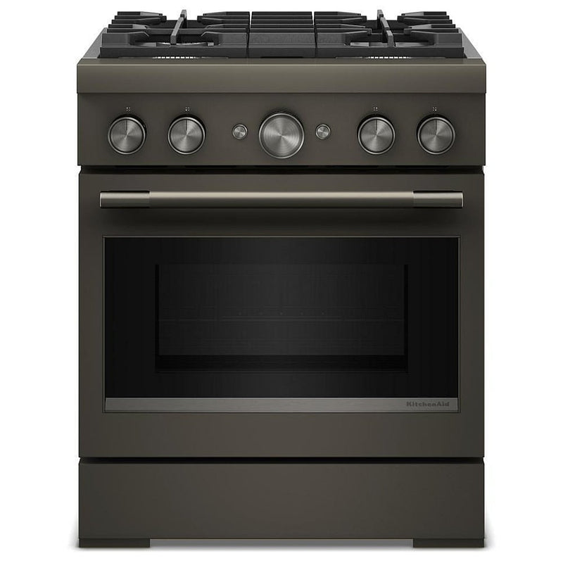 KitchenAid KFDS930SBE Dual Fuel Range, 4.1 cu. ft. Capacity, 30 inch Exterior Width, True Convection, 4 Burners, Air Fry, Self Clean, Black Ore colour