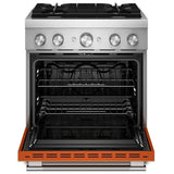 KitchenAid KFDS930SSC Dual Fuel Range, 4.1 cu. ft. Capacity, 30 inch Exterior Width, True Convection, 4 Burners, Air Fry, Self Clean, Scorched Orange colour