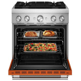 KitchenAid KFDS930SSC Dual Fuel Range, 4.1 cu. ft. Capacity, 30 inch Exterior Width, True Convection, 4 Burners, Air Fry, Self Clean, Scorched Orange colour