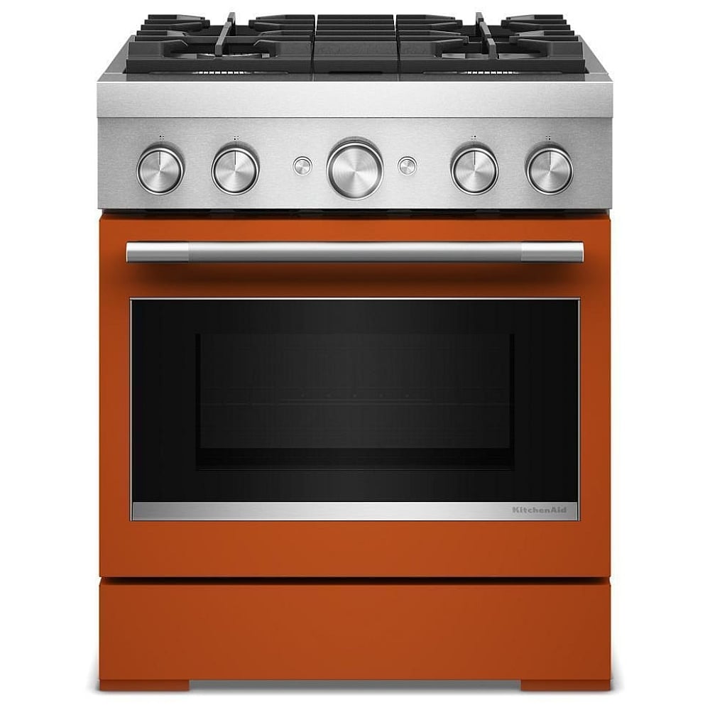 KitchenAid KFDS930SSC Dual Fuel Range, 4.1 cu. ft. Capacity, 30 inch Exterior Width, True Convection, 4 Burners, Air Fry, Self Clean, Scorched Orange colour