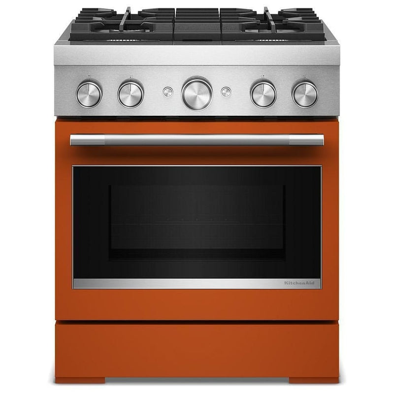 KitchenAid KFDS930SSC Dual Fuel Range, 4.1 cu. ft. Capacity, 30 inch Exterior Width, True Convection, 4 Burners, Air Fry, Self Clean, Scorched Orange colour