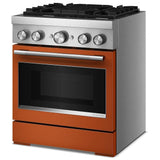 KitchenAid KFDS930SSC Dual Fuel Range, 4.1 cu. ft. Capacity, 30 inch Exterior Width, True Convection, 4 Burners, Air Fry, Self Clean, Scorched Orange colour