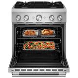 KitchenAid KFDS930SSS Dual Fuel Range, 4.1 cu. ft. Capacity, 30 inch Exterior Width, True Convection, 4 Burners, Air Fry, Self Clean, Stainless Steel colour