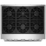 KitchenAid KFDS936SAG Dual Fuel Range, 5.1 cu. ft. Capacity, 36 inch Exterior Width, True Convection, 6 Burners, Air Fry, Self Clean, Agave colour