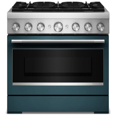 KitchenAid KFDS936SAG Dual Fuel Range, 5.1 cu. ft. Capacity, 36 inch Exterior Width, True Convection, 6 Burners, Air Fry, Self Clean, Agave colour, Even-Heat™