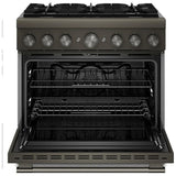 KitchenAid KFDS936SBE Dual Fuel Range, 5.1 cu. ft. Capacity, 36 inch Exterior Width, True Convection, 6 Burners, Air Fry, Self Clean, Black Ore colour