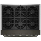 KitchenAid KFDS936SBE Dual Fuel Range, 5.1 cu. ft. Capacity, 36 inch Exterior Width, True Convection, 6 Burners, Air Fry, Self Clean, Black Ore colour