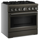 KitchenAid KFDS936SBE Dual Fuel Range, 5.1 cu. ft. Capacity, 36 inch Exterior Width, True Convection, 6 Burners, Air Fry, Self Clean, Black Ore colour