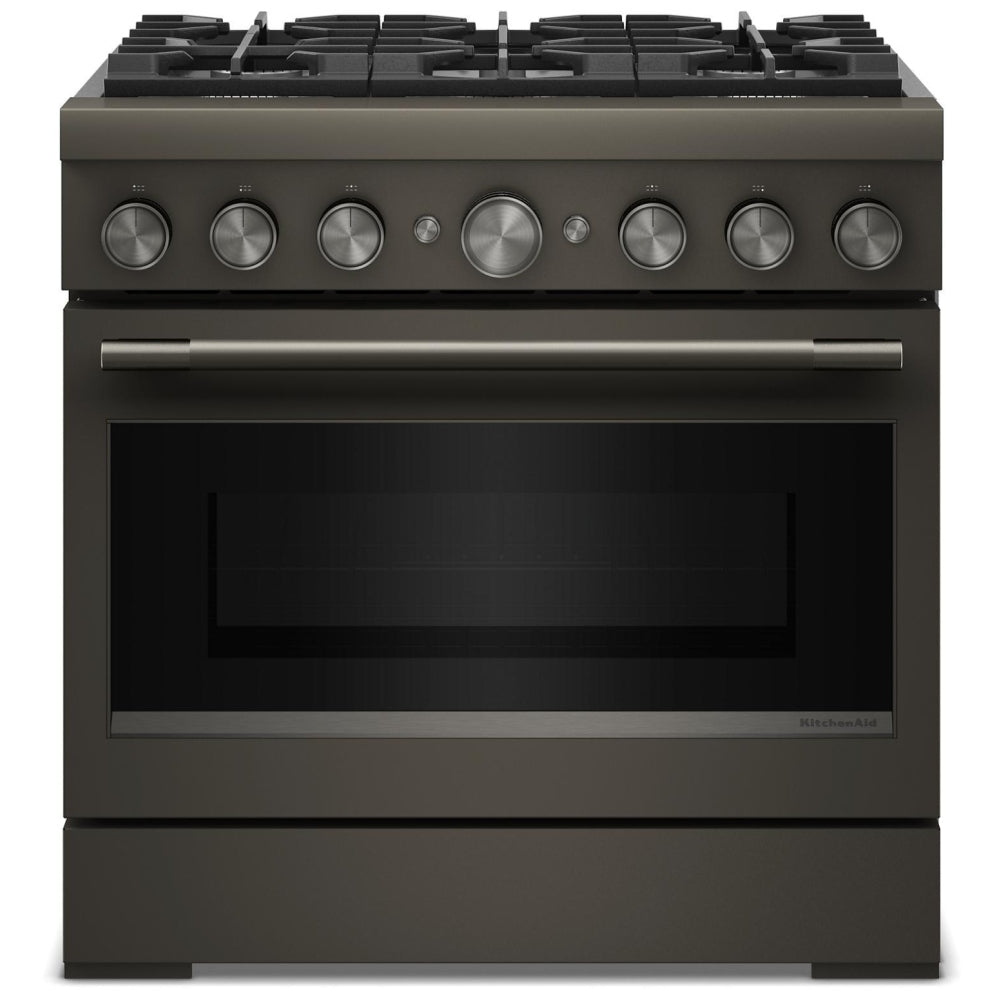 KitchenAid KFDS936SBE Dual Fuel Range, 5.1 cu. ft. Capacity, 36 inch Exterior Width, True Convection, 6 Burners, Air Fry, Self Clean, Black Ore colour