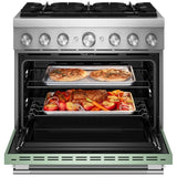 KitchenAid KFDS936SDC Dual Fuel Range, 5.1 cu. ft. Capacity, 36 inch Exterior Width, True Convection, 6 Burners, Air Fry, Self Clean, Cardamom colour