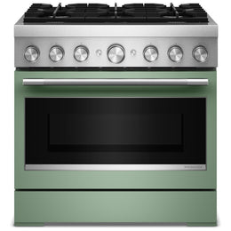 KitchenAid KFDS936SDC Dual Fuel Range, 5.1 cu. ft. Capacity, 36 inch Exterior Width, True Convection, 6 Burners, Air Fry, Self Clean, Cardamom colour