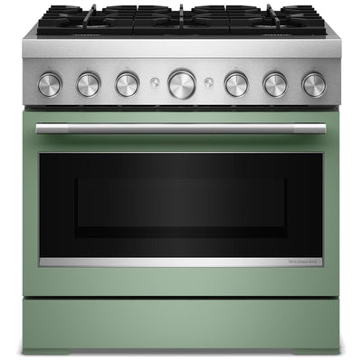 KitchenAid KFDS936SDC Dual Fuel Range, 5.1 cu. ft. Capacity, 36 inch Exterior Width, True Convection, 6 Burners, Air Fry, Self Clean, Cardamom colour, Even-Heat™
