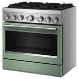 KitchenAid KFDS936SDC Dual Fuel Range, 5.1 cu. ft. Capacity, 36 inch Exterior Width, True Convection, 6 Burners, Air Fry, Self Clean, Cardamom colour