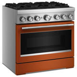 KitchenAid KFDS936SSC Dual Fuel Range, 5.1 cu. ft. Capacity, 36 inch Exterior Width, True Convection, 6 Burners, Air Fry, Self Clean, Scorched Orange colour