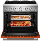 KitchenAid KFDS936SSC Dual Fuel Range, 5.1 cu. ft. Capacity, 36 inch Exterior Width, True Convection, 6 Burners, Air Fry, Self Clean, Scorched Orange colour