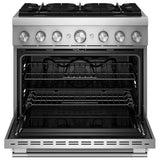KitchenAid KFDS936SSS Dual Fuel Range, 5.1 cu. ft. Capacity, 36 inch Exterior Width, True Convection, 6 Burners, Air Fry, Self Clean, Stainless Steel colour