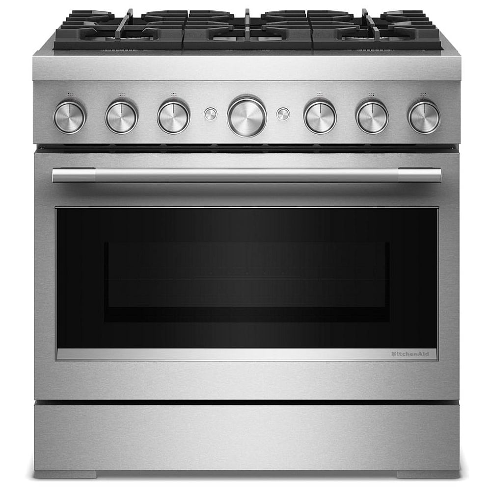 KitchenAid KFDS936SSS Dual Fuel Range, 5.1 cu. ft. Capacity, 36 inch Exterior Width, True Convection, 6 Burners, Air Fry, Self Clean, Stainless Steel colour
