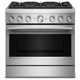 KitchenAid KFDS936SSS Dual Fuel Range, 5.1 cu. ft. Capacity, 36 inch Exterior Width, True Convection, 6 Burners, Air Fry, Self Clean, Stainless Steel colour