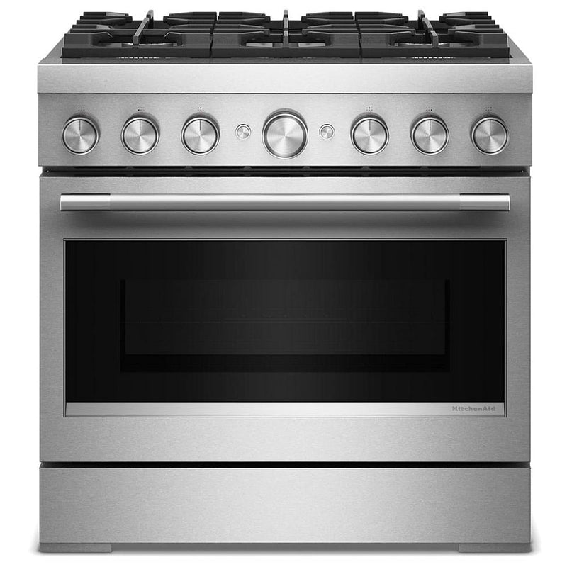 KitchenAid KFDS936SSS Dual Fuel Range, 5.1 cu. ft. Capacity, 36 inch Exterior Width, True Convection, 6 Burners, Air Fry, Self Clean, Stainless Steel colour