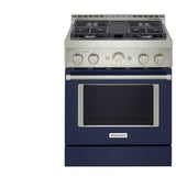 KitchenAid KFGC500JIB Gas Range, 30 inch Exterior Width, Self Clean, Convection, 4 Burners, 4.1 cu. ft. Capacity, 1 Oven, Ink Blue colour, True European Convection