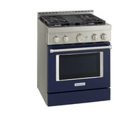 KitchenAid KFGC500JIB Gas Range, 30 inch Exterior Width, Self Clean, Convection, 4 Burners, 4.1 cu. ft. Capacity, 1 Oven, Ink Blue colour, True European Convection
