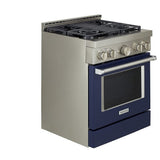 KitchenAid KFGC500JIB Gas Range, 30 inch Exterior Width, Self Clean, Convection, 4 Burners, 4.1 cu. ft. Capacity, 1 Oven, Ink Blue colour, True European Convection