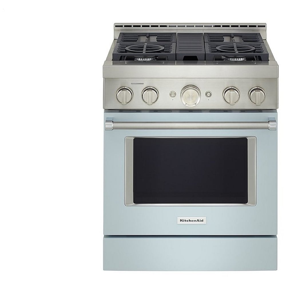 KitchenAid KFGC500JMB Gas Range, 30 inch Exterior Width, Self Clean, Convection, 4 Burners, 4.1 cu. ft. Capacity, Misty Blue