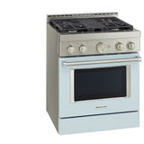 KitchenAid KFGC500JMB Gas Range, 30 inch Exterior Width, Self Clean, Convection, 4 Burners, 4.1 cu. ft. Capacity, Misty Blue