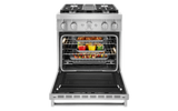 KitchenAid KFGC500JSS Gas Range, 4.1 cu. ft. Capacity, 30 inch Exterior Width, Self Clean, True Convection, 4 Burners, 20,000 BTU Highest Burner, Stainless Steel colour