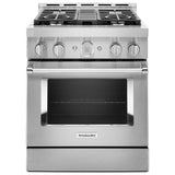 KitchenAid KFGC500JSS Gas Range, 4.1 cu. ft. Capacity, 30 inch Exterior Width, Self Clean, True Convection, 4 Burners, 20,000 BTU Highest Burner, Stainless Steel colour